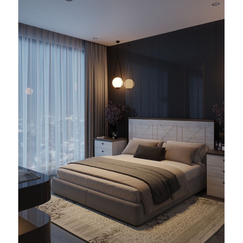 Komoda 4 šuplíky, 1 skrinka, borovica canyon-dub sonoma trufel