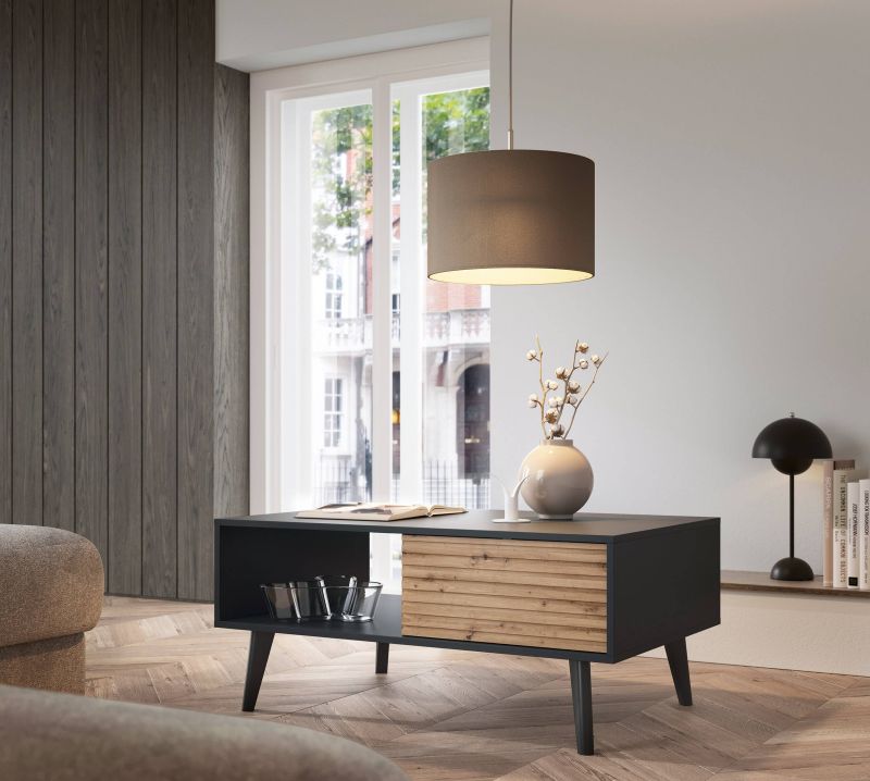 Konferenčný stolík L104, dub artisan-čierny