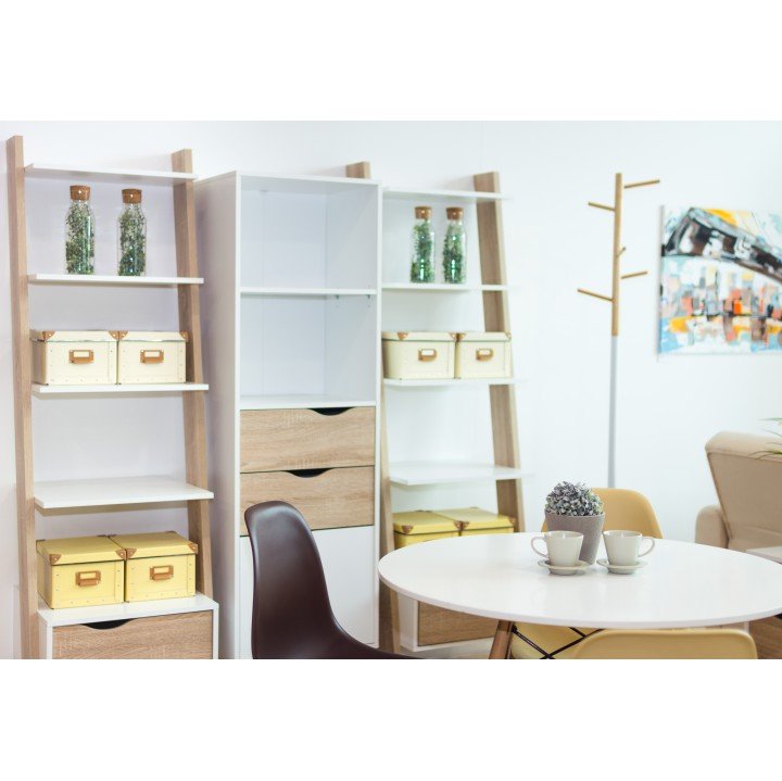 Regál so šuplíkom, dub sonoma-biela