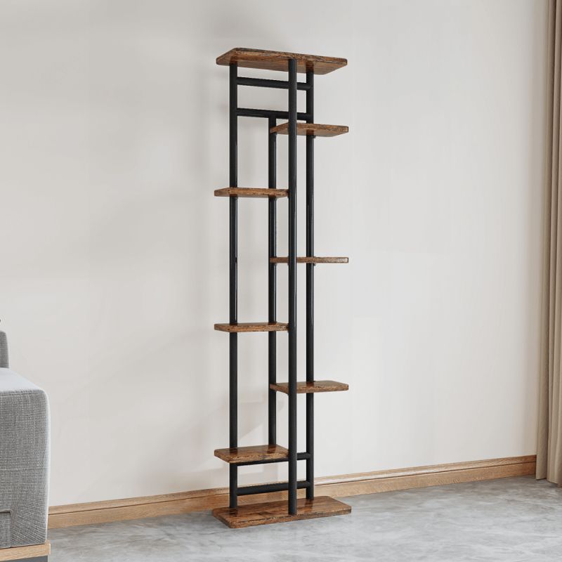 Viacúčelový a praktický stojan na kvety typ4, čierna-rustikálne drevo