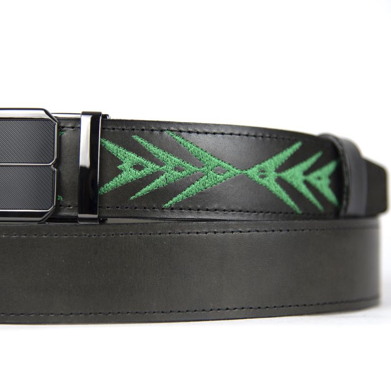 Kožený opasok s výšivkou, automatická pracka, 147cm, Limitovaná edícia 11