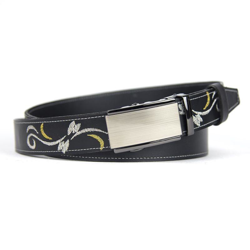 Kožený opasok s výšivkou, automatická pracka, 159cm, Limitovaná edícia 01