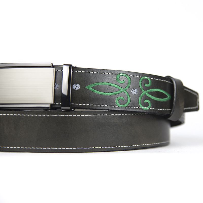Kožený opasok s výšivkou, automatická pracka, 147cm, Limitovaná edícia 03