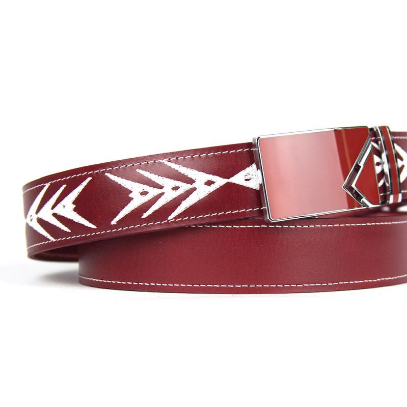 Kožený opasok s výšivkou, automatická pracka, 137cm, Limitovaná edícia 06