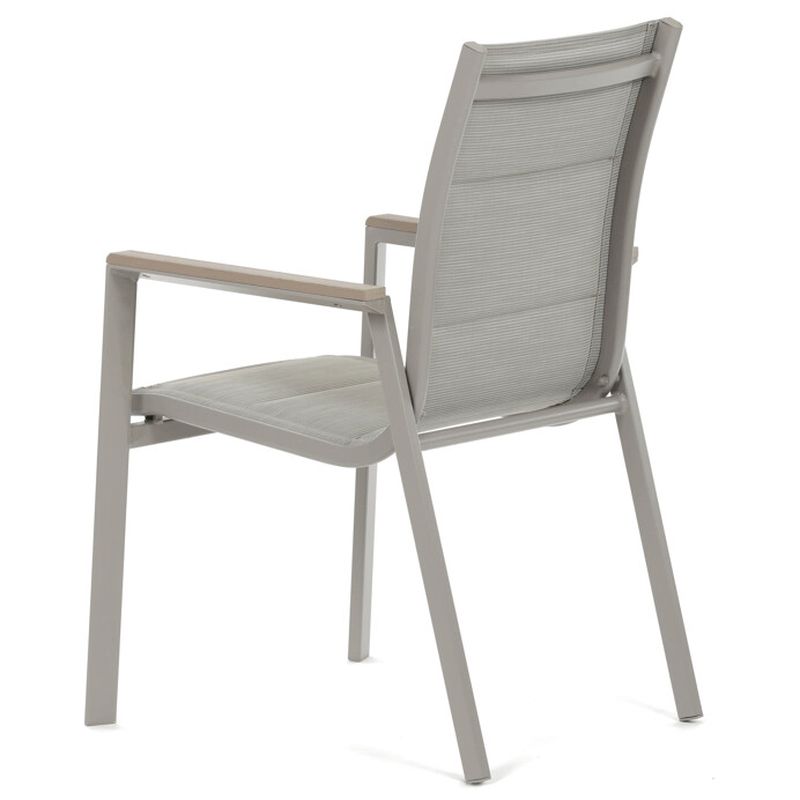Moderná záhradná stolička v sivej látke