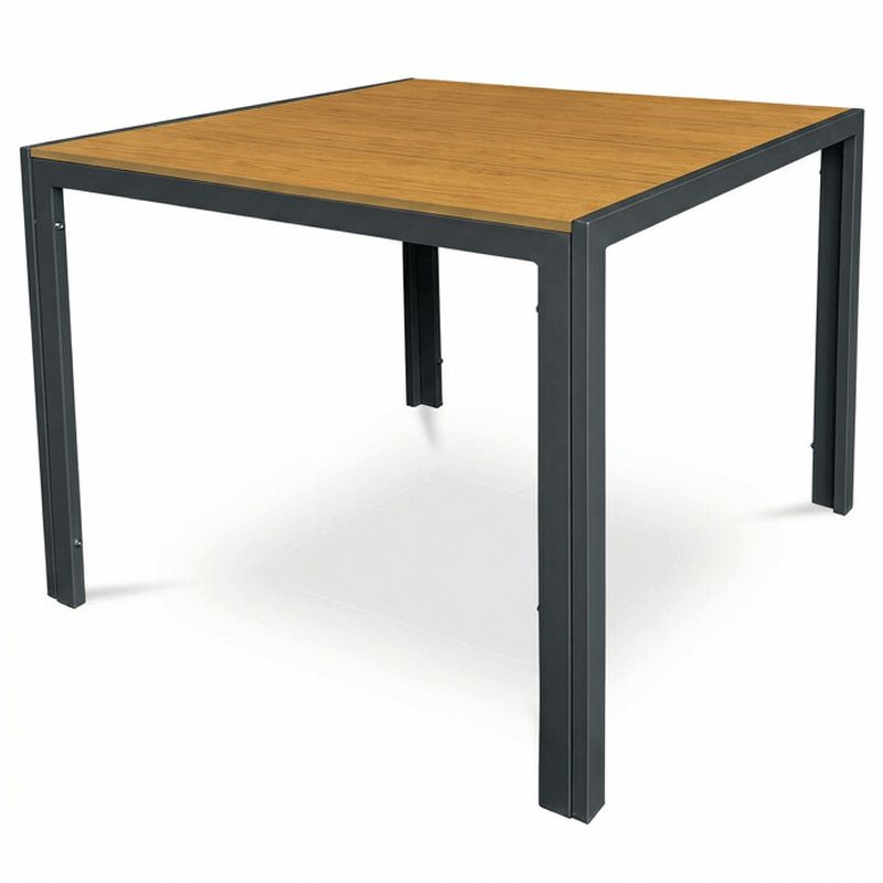 Štvorcový záhradný stôl, polywood vo farbe dub