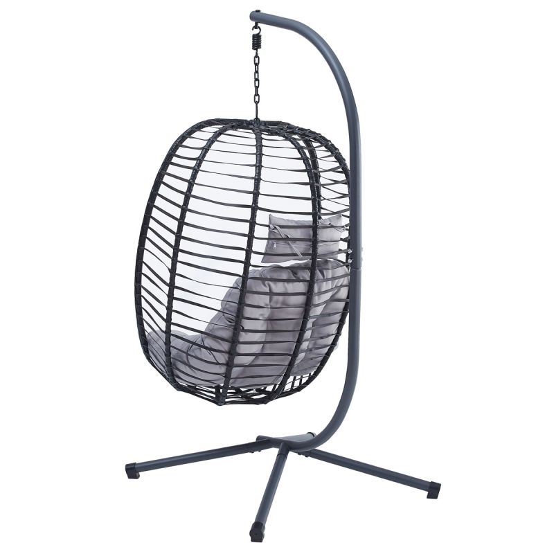 Elegantné závesné kreslo, výplet v antracitovej farbe