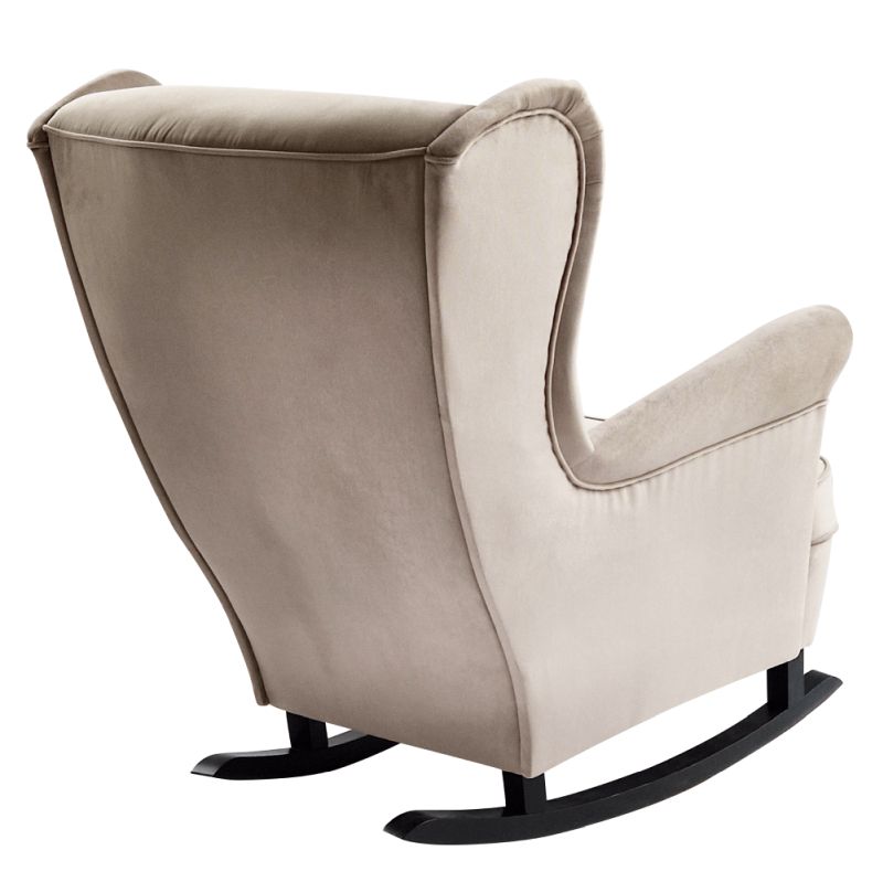 Hojdacie kreslo ušiak, béžové s čiernymi nohami