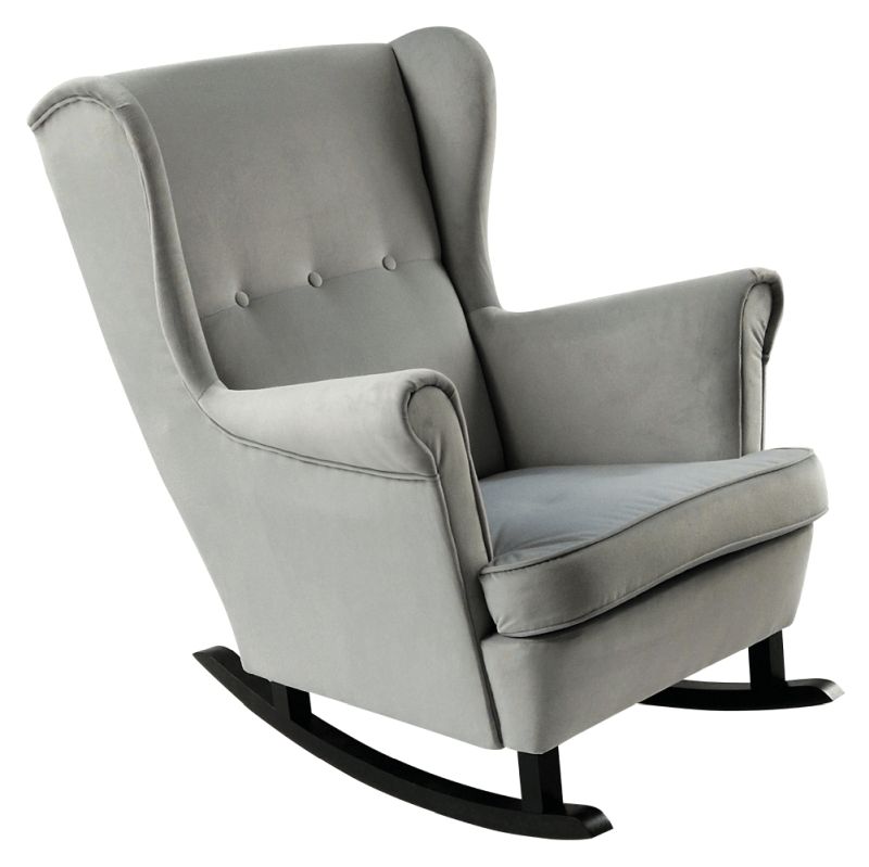 Hojdacie kreslo ušiak, svetlosivé s čiernymi nohami