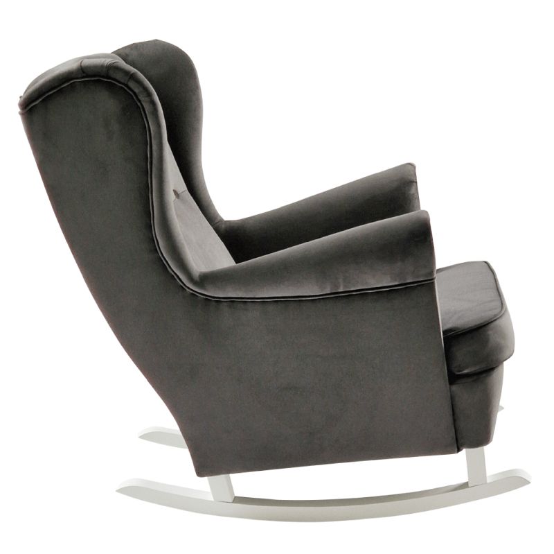 Hojdacie kreslo ušiak, tmavosivé s bielymi nohami