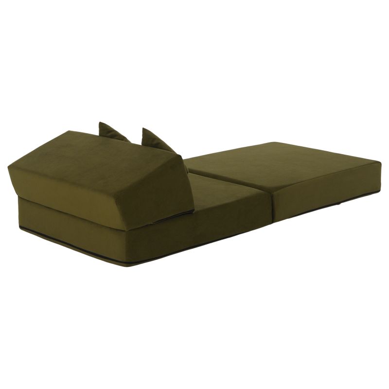 Skladací matrac do tvaru kresla, olivová
