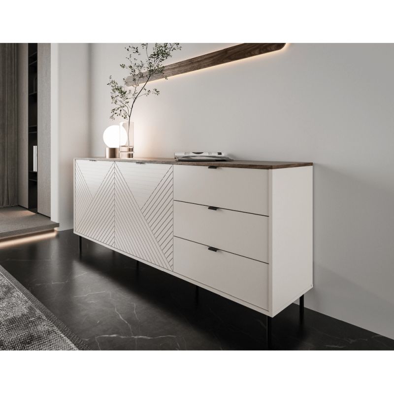 Dvojdverová komoda so šuplíkmi 2D3S, kašmír-dub castello