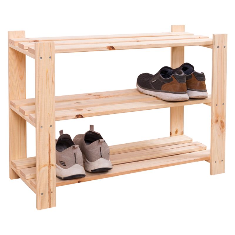 Regál s tromi poličkami, prírodná borovica