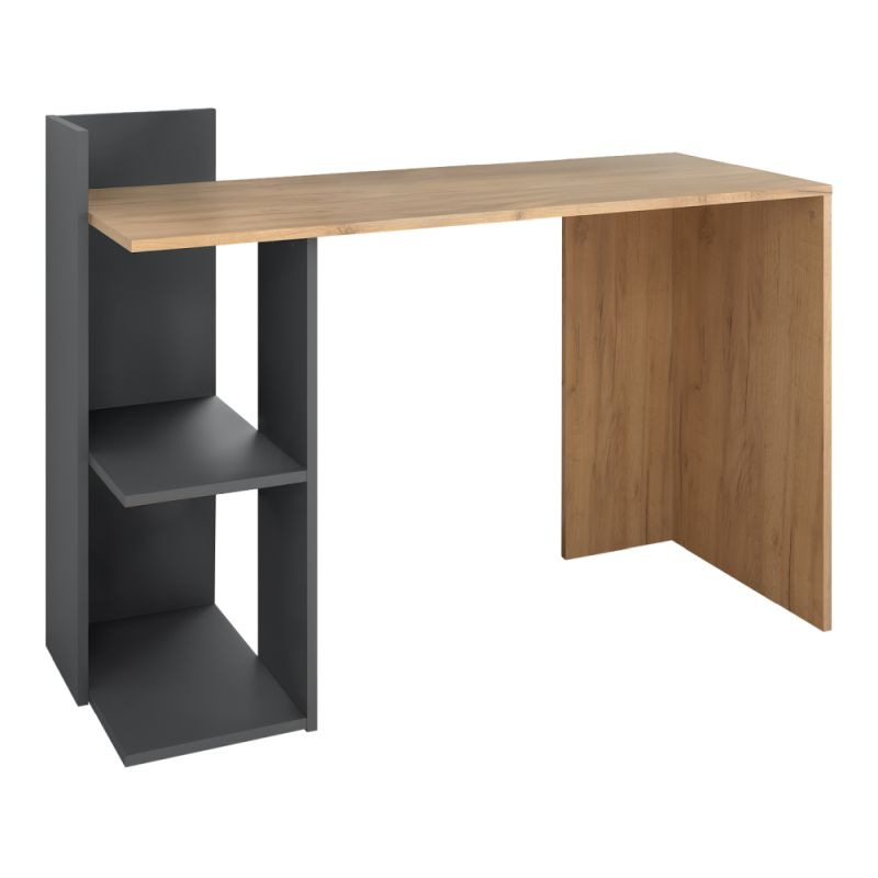 PC stôl s otvoreným regálom, dub craft zlatý-grafit