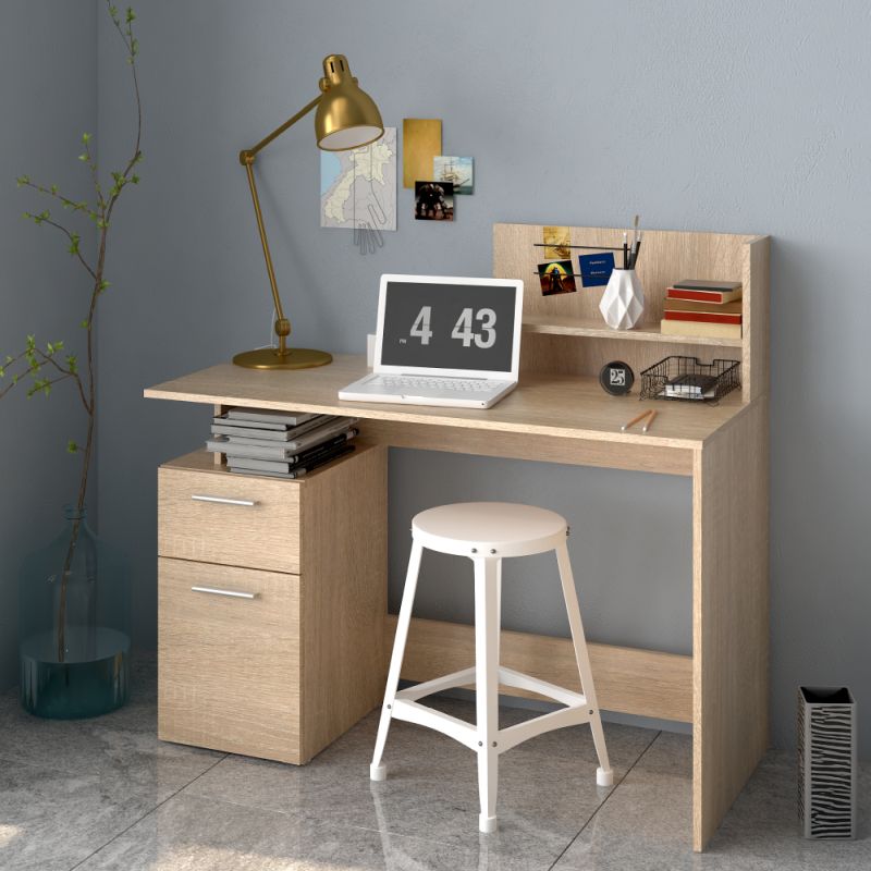 Moderný počítačový stôl s policou, dub sonoma