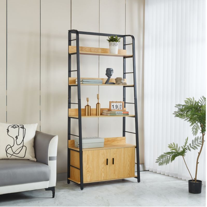 Moderný a praktický regál dub tmavý-čierna