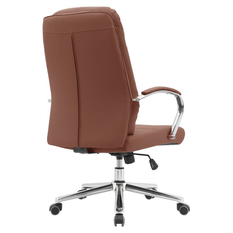 Pohodlné kancelárske kreslo, hnedá camel ekokoža, chróm