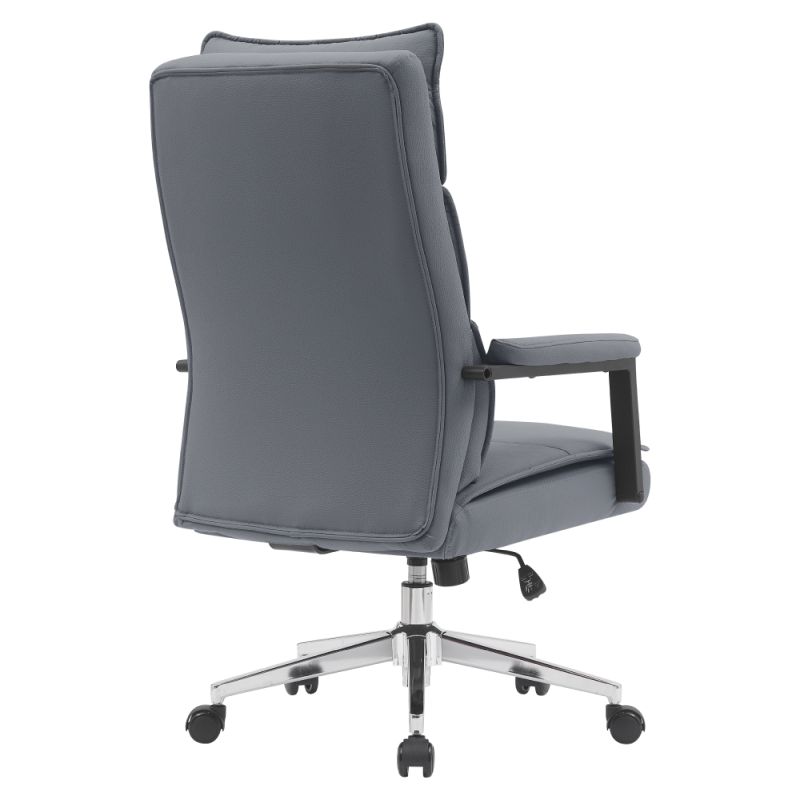 Elegantné kreslo do kancelárie, sivá ekokoža, chróm