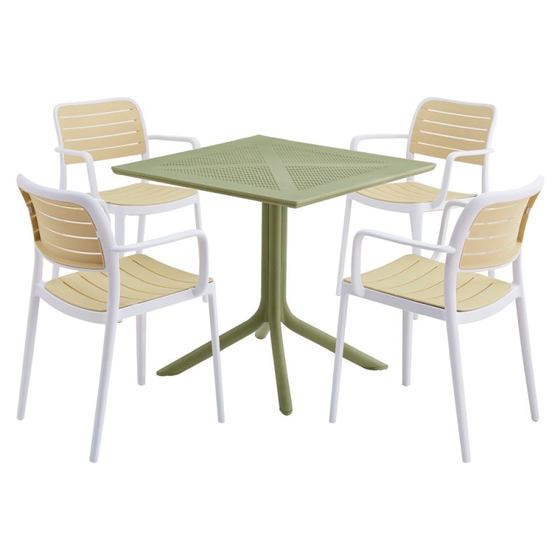 Záhradný stôl z plastu v zelenom farebnom prevedení