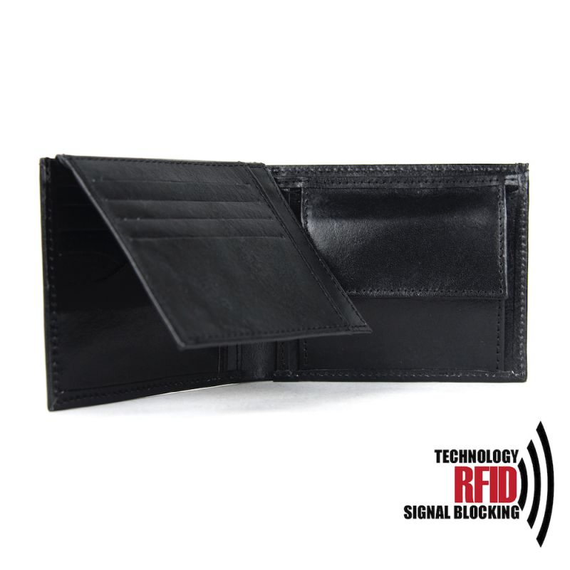 Ochranná RFID kožená peňaženka z pravej kože v čiernej farbe