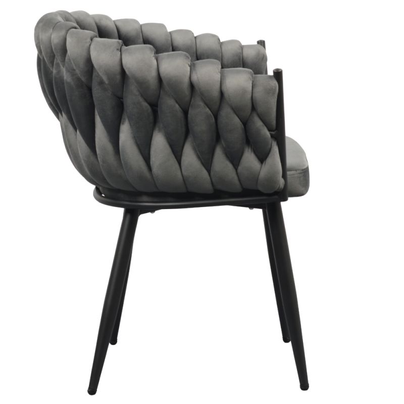 Komfortné jedálenské kreslo, tmavosivá Velvet látka-čierny kov