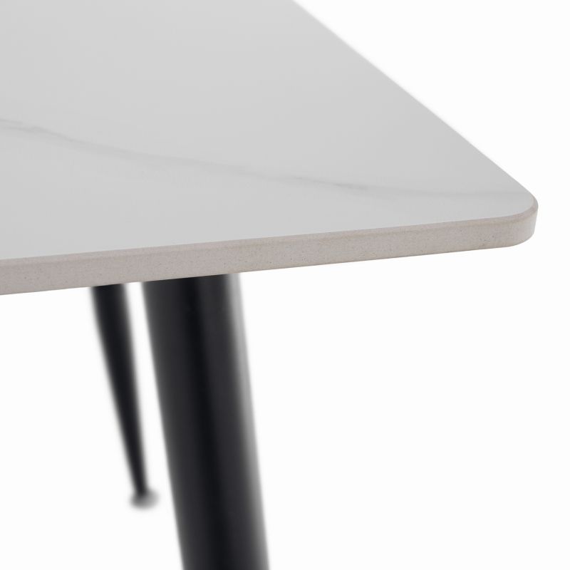 Jedálenský stôl, biely mramor-čierna, 160x80