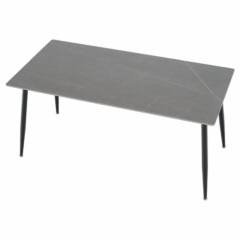 Jedálenský stôl, sivý mramor-čierna, 160x80