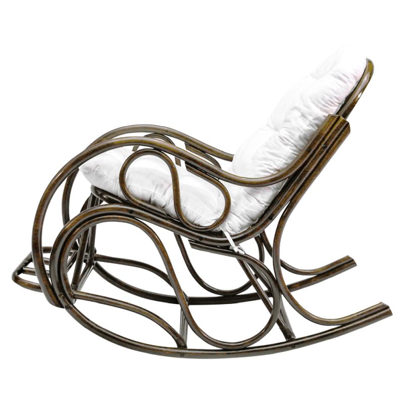 Hojdacie kreslo z prírodného ratanu, tmavohnedá-béžová