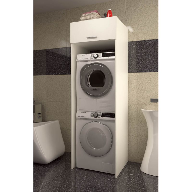 Skrinka nad práčku a sušičku z DTD v bielom prevedení