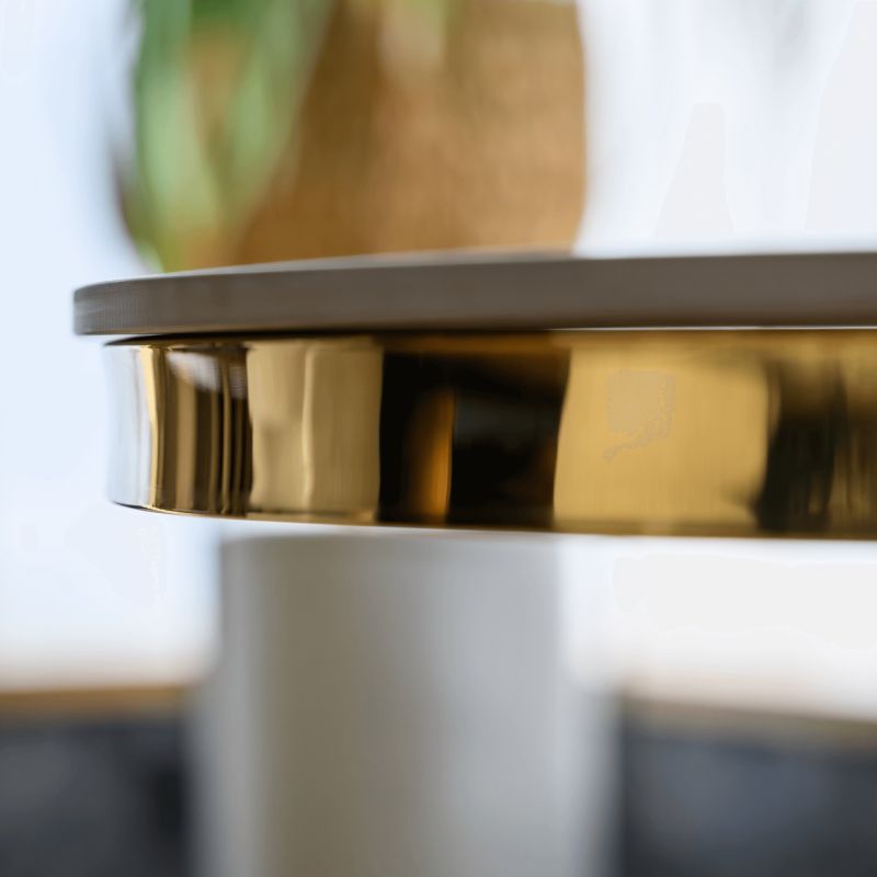 Okrúhly konferenčný stolík, zlatá-biely mramor