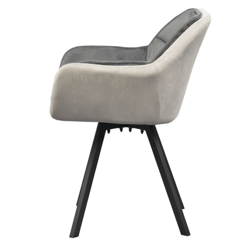 Otočné prešívané jedálenské kreslo, sivá Velvet látka