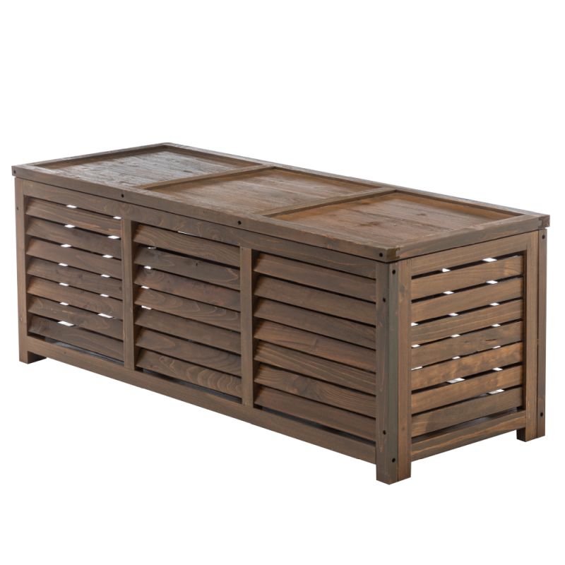 Záhradný úložný box z borovicového dreva v hnedom odtieni