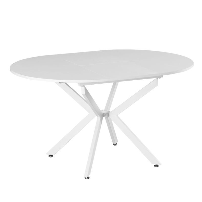 Okrúhly jedálenský rozkladací stôl, biela, 100-140 cm