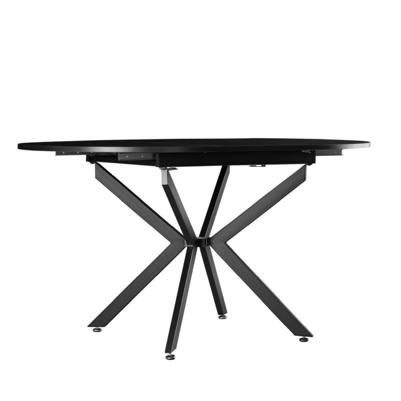 Okrúhly jedálenský rozkladací stôl, čierna, 100-140 cm