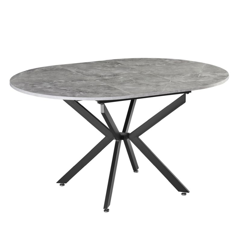 Okrúhly jedálenský rozkladací stôl, betón-čierna, 100-140 cm