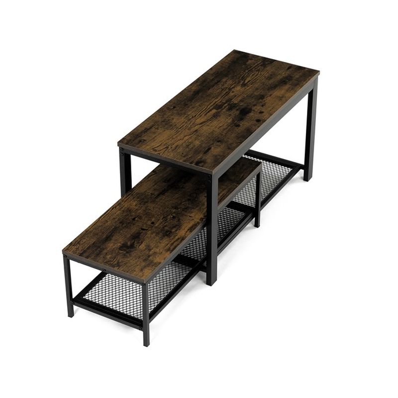 Botník čierny 2 police, MDF dekor staré drevo