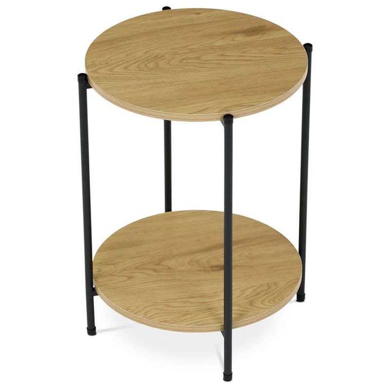 Príručný stolík z MDF dekor divoký dub, kov čierny lak