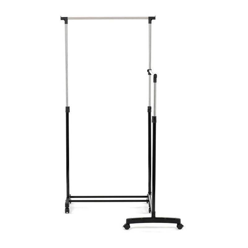 Stojan na šaty čierny, dvojramenný s kolieskami