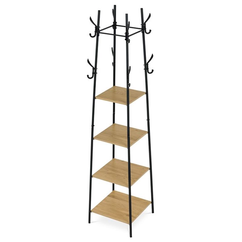 Vešiak so 4 policami z MDF, dekor divoký dub