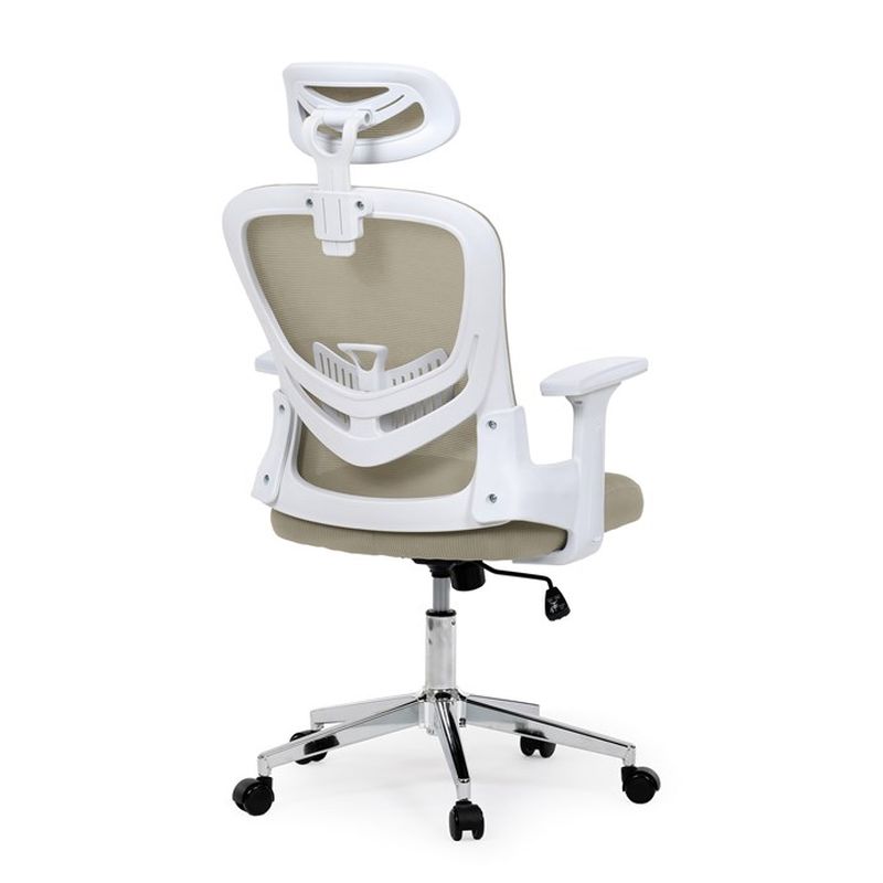 Kancelárska stolička, béžová sieťovina, biely plast