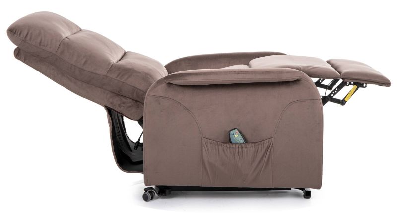 Elektrické polohovateľné relaxačné kreslo s výklopom, cappuccino bluvel 38