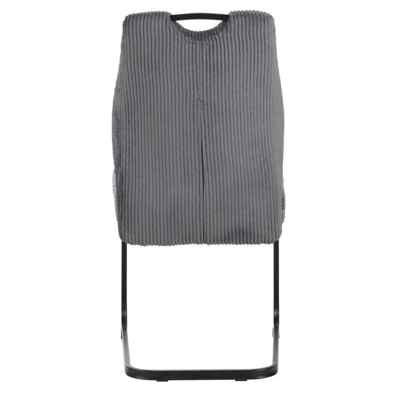 Elegantná jedálenská stolička s menčestrovým vzhľadom v odtieni sivá