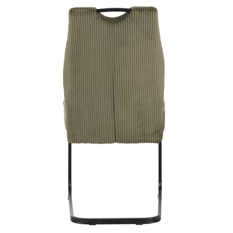 Elegantná jedálenská stolička s menčestrovým vzhľadom v odtieni zelená