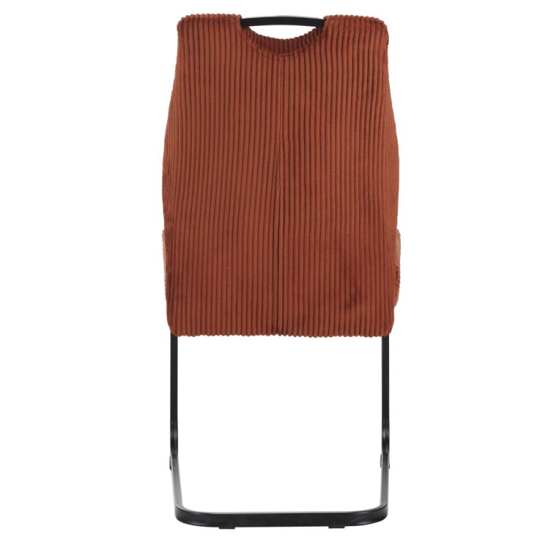 Elegantná jedálenská stolička s menčestrovým vzhľadom v odtieni terakota