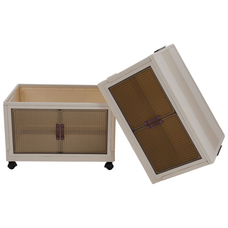 Praktická plastová skladacia skrinka, biela-hnedá TYP 1