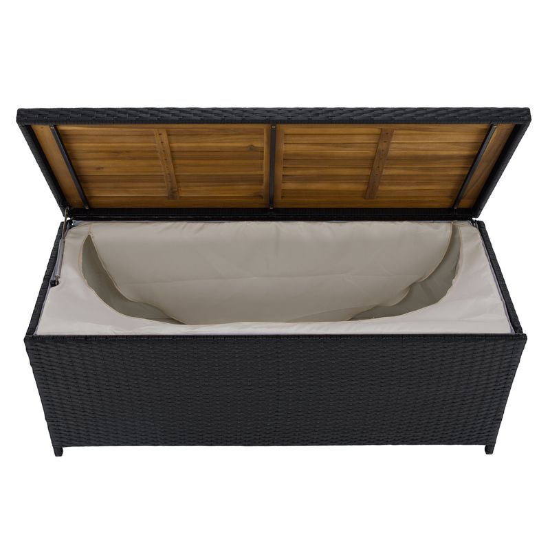 Multifunkčný záhradný úložný box-lavica, čierna-prírodná-krémová