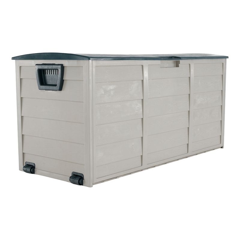 Záhradný úložný box z plastu, sivá-zelená