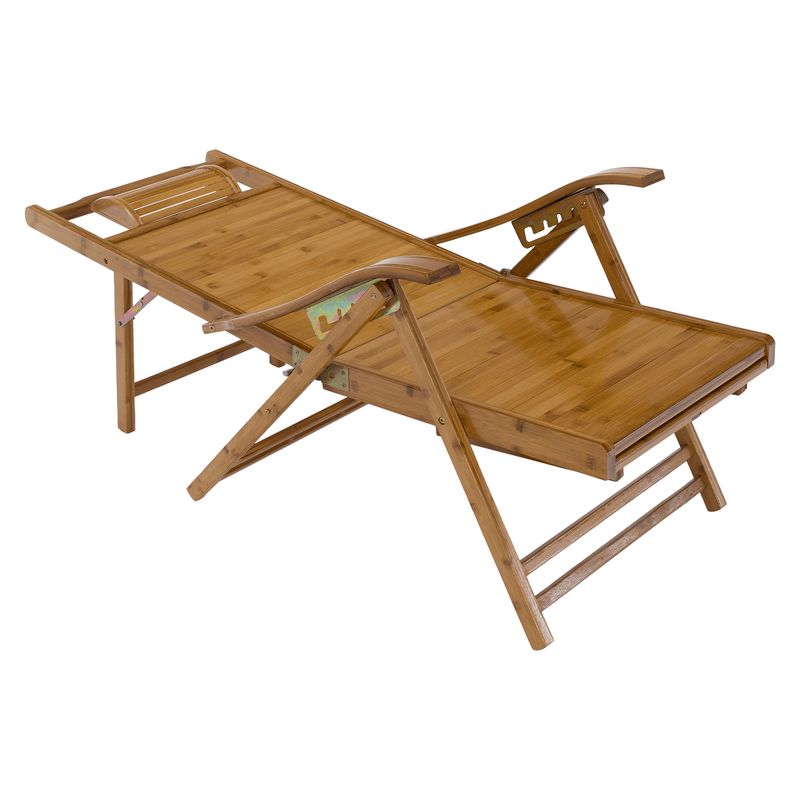 Záhradné polohovacie kreslo-ležadlo, prírodná, bambus