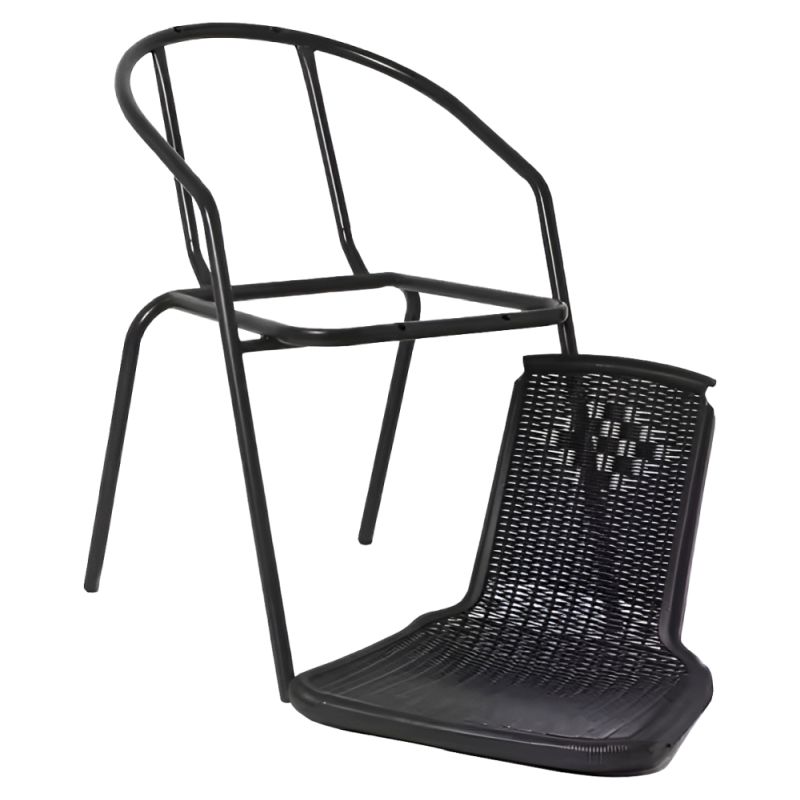 Záhradná stohovateľná stolička, oceľ-plast, čierna