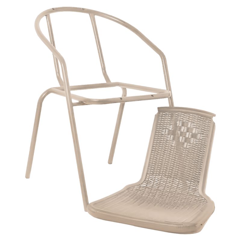 Záhradná stohovateľná stolička, oceľ-plast, champagne